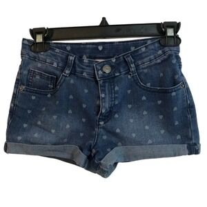 Crazy 8 Girls‎ Denim Shorts Size 12 Blue Heart Print Cuffed Casual